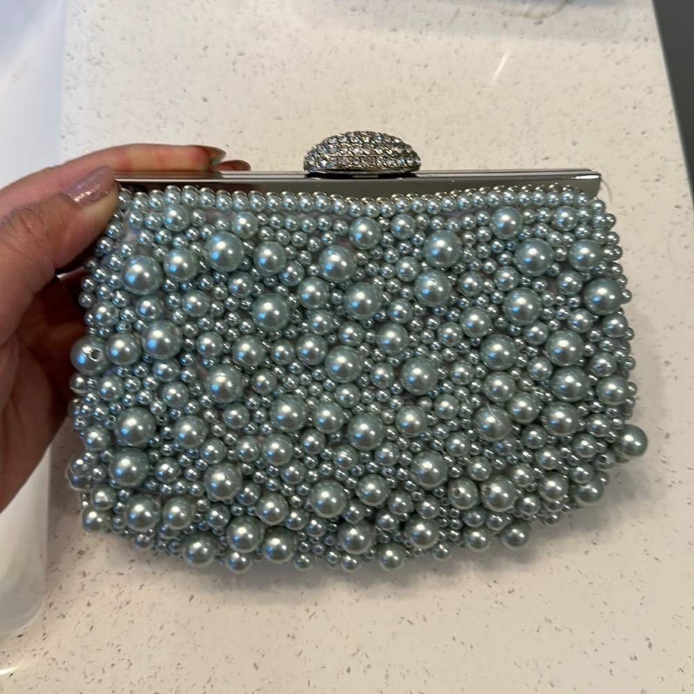 Stunning aqua with silver shade clutch/ side bag available